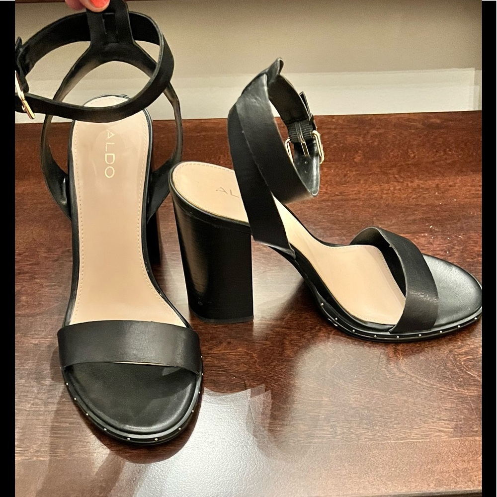 Aldo Black Block Heel Sandals